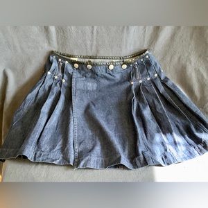 Gaultier Jeans 1990’s Denim Kilt with leather trim.